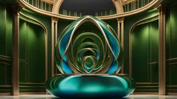 High-end, Die Partei sculpture Clifford torus, green blue glass 4th dimensional liquid space, awesome cinematic-quality photography, symmetrical Four-dimensional space (4D) Art Nouveau infinity visuals, Vintage style with Octane Render 3D technology, hyperrealism photography, (UHD) with high-quality cinematic character render, Insanely detailed close-ups capturing beautiful complexity, hyperdetailed, intricate, 8k