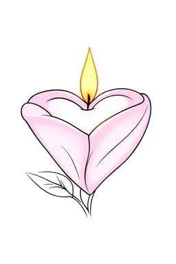 outline art for square Heart Candle Plumeria coloring page for kids, classic manga style, anime style, realistic modern cartoon style, white background, sketch style, only use outlin