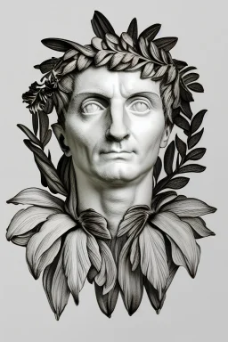 Mature cat Julius Caesar, laurel wreath, Rome, perfect iris, model style, hyper realistic, extremely accurate, delicate, extremely detailed, wide-angle, open aperture, superfine pencil