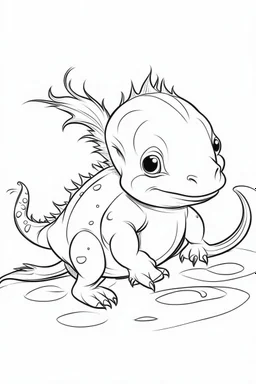 outline art for Axolotl Larva coloring pages with sitch, white background, Sketch style, full body, only use outline, toddlers style, clean line art, white background, no shadows and clear and well outlined.