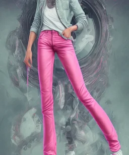 wearing pink jeans