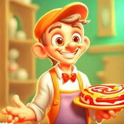 a cartoon character thirty years old confectioner , an ultrafine detailed painting by senior character artist, featured on polycount, sots art, artstation hd, 2d game art, behance hd