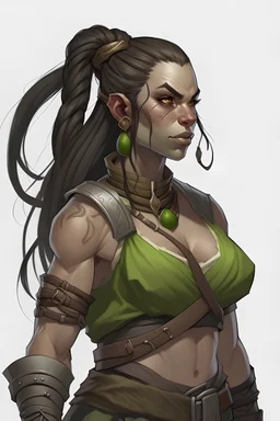 huge female half orc braided ponytail barbarian dnd