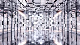 a dance stage made of recursive 3d fractal like of metallic miror surface cubes , pertty artistc background