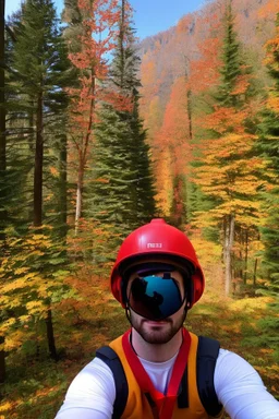 Red vested TF2 engineer taking a selfie at the forest