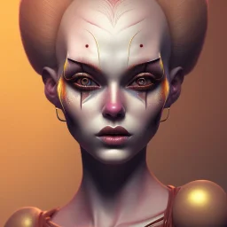 clown girl,beautiful real skin, symmetrical, soft lighting, ultra detailed face, concept art, digital painting, looking into camera, octane render, art by artstation