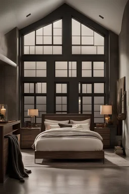 Editorial Style Photo, Grid, Dutch Angle, Industrial, Bedroom, U-Shape, Tile, Concrete, Window View, Hard, Organic, Monochromatic, Winter, Raymour & Flanigan, Task, Coastal, Night, Romantic, Luxury Budget