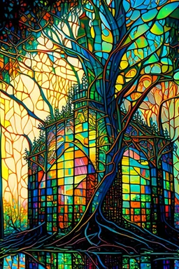 The glass castle shimmered in the sunlight each pane reflecting the glittering rays of the sun in a dance of light and color while the mangrove forest stood tall and proud each tree a sentinel of the lush verdant landscape guarding the secrets of the swamp within its twisted roots and branches, in a fantasy landscape, vibrant color, intricately detailed, sharp focus, art by Greg Rutkowski, Wayne Barlowe and Magali villeneuve, trending on Artstation, Unreal Engine 5