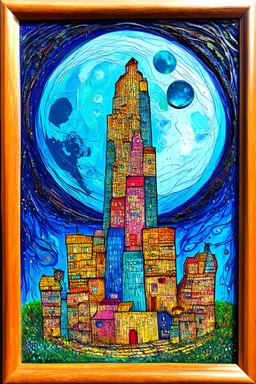 Once in a Blue Moon; in the style of Hundertwasser