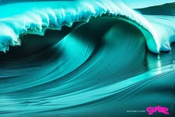 a background of surf waves with black linework, blue teal tones, surf culture, kawaii cute. + vector linework. swirling in bottom right. add pink and magenta graffiti lines over edges, macro lens