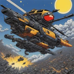 [art by George Perez] helicopterus alien with a lot of mini guns