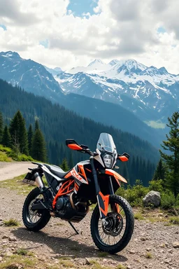 italy mountains with supermotos like ktm xcs with graphics kit