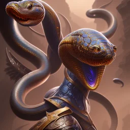 sango fantasy, fantasy magic, intricate, sharp focus, illustration, highly detailed, digital painting, concept art, matte, artgerm and paul lewin and kehinde wiley, masterpiece snake head