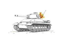 An autumn tank. Full-color drawing. Delicate pencil drawing, line art, illustration-style, full color, on a white background. Realistic drawing. Extremely detailed and well-drawn. Flat illustration. Crisp, clean image. Hand-drawn. High-resolution, full-color drawing. Full-length image. Full-length body.
