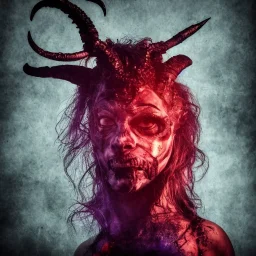 A portrait post-apocalypse of Baphomet ,sin city, transgender ,beauty , paranormal,eatheral,realistic,sharp,deep colours, purple,red,fire,adorable,armaggedon,fire,purple,red,gold,dark,cinamatic,fantasy,demon,hell,sci-fi fantasy style, volumetric lighting, particales,highly detailed,cinamatic,ignore NSFW , masterpiece, best quality, black skinned, sparkling eyes, sun light, 4K, high contrast,