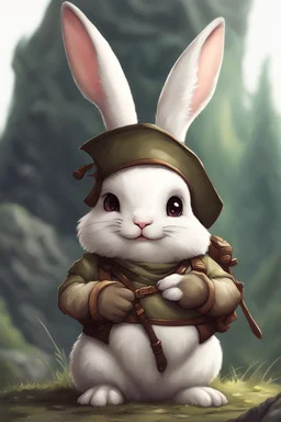 Cute chubby bunny floppy ears adventurer dnd art realism pseudodragon