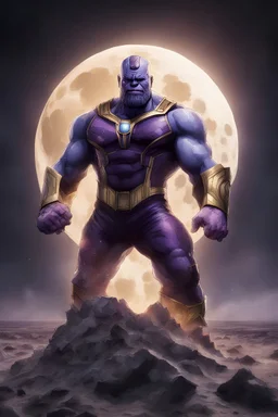 Mighty Thanos cutting the moon in half