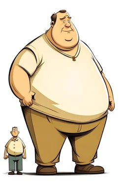 a fat man siting on thin tall man. Cartoon.