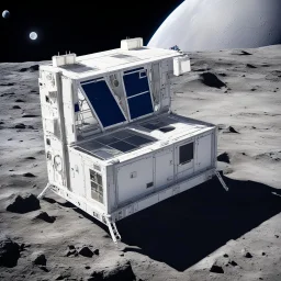 assembling an IKEA piece of furniture in outer space on the Moon