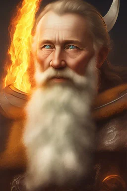 Fire theme art, Portrait of a viking by Michelangelo, 8K, close-up face