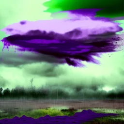 a texture of a grey sky violently exploding and raining dirty grey hues of purple, green, and brown that partially muddy the sky and make it ugly, surreal, dreamlike