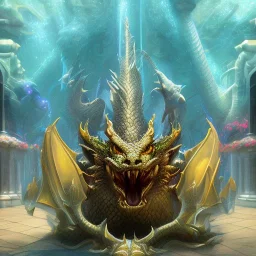 dragon in swimming pool