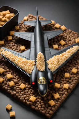 Stealth bomber made of rice crispy treats, photorealistic
