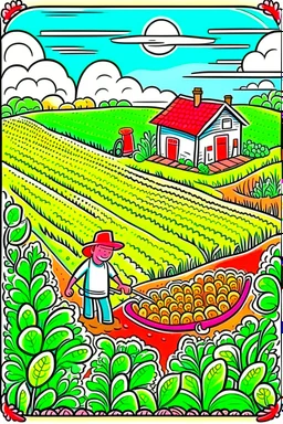 hand painted organic farming cartoon poster