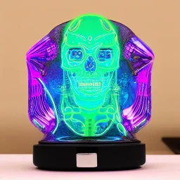 Futuristic Neon crystal skeleton samurai smoke glass fire water multiple arms