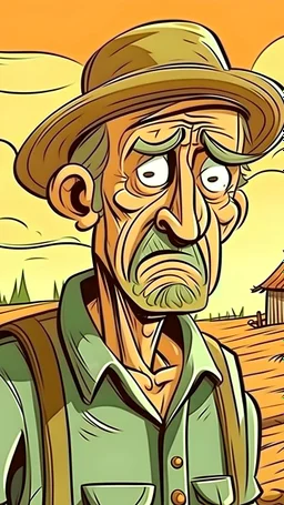 The farmer is very upset and knows that he is going to die in village cartoon image