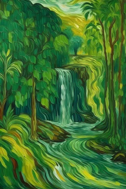 jungle with waterfall van Gogh.