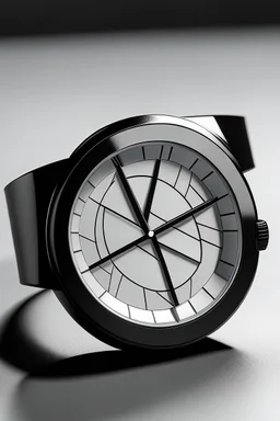 Generate an image illustrating the sleek, contemporary design of a ceramic watch, incorporating geometric elements and clean lines.