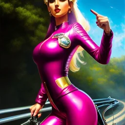 fullbody portrait 'beautiful face sexy Busty Female Biker riding a Superbike',hyperrealistic skin,Hyperrealistic crystal clear eyes,wearing skintight pink latex,painting by gaston bussiere, greg rutkowski, yoji shinkawa, yoshitaka amano, tsutomu nihei, donato giancola, tim hildebrandt,Evan Lee,Akira-Raikou, oil on canvas, cinematic composition,sharp image, extreme detail,((fit full head inside picture)),32k