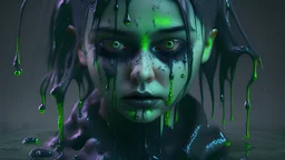 slime dark Goth girl, realistic photograph , 3d render, octane render, intricately detailed, cinematic,