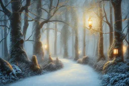 FOREST LANTERN WINTER PATH FALL