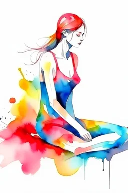 abstract relax pose watercolor painted