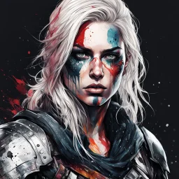 highly detailed, character concept illustration of a female Nordic rogue warrior , maximalist, sharp focus, highest resolution, in the styles of Agnes Cecile, Alex Pardee, and Bill Sienkiewicz, 8k, coarse, gritty textures