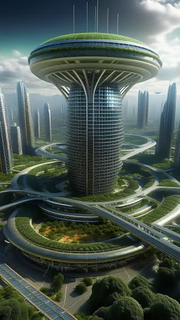 fuuturistic megapolis with center