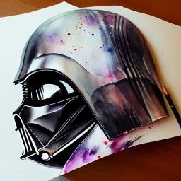 photorealistic darth vader helmet, watercolor illustration by <agnes cecile> <Yoji Shinkawa>, natural tones, ornate and intricate detail , soft smooth lighting, soft pastel colors,