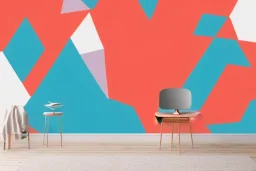 simple colorful 3d geometric installation geometric on white backdrop wallpaper. retro pattern background. abstract motion blurred backdrop wallpaper.