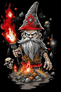 gnome explosion skull death blood, undertaker, dartboard, fire & smog