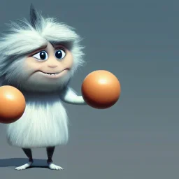 chalk head battle, anthro, very cute kid's film character, CLOUDY WITH A CHANCE OF MEATBALLS concept artwork, 3d concept, detailed fur, high detail iconic character for upcoming film, trending on artstation, character design, 3d artistic render, highly detailed, octane, blender, cartoon, shadows, lighting