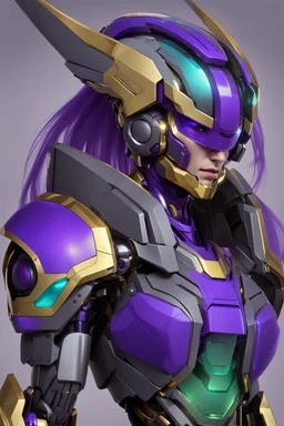 Human Like Cyborg, Royal purple and Gold, Combat Robot, Dangerous, Strong, Magic