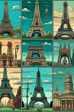 Include illustrations of iconic structures such as the Eiffel Tower,These landmarks are recognized worldwide and offer a sense of grandeur.
