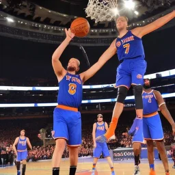 the world's tallest man playing basketball for the new york Knicks