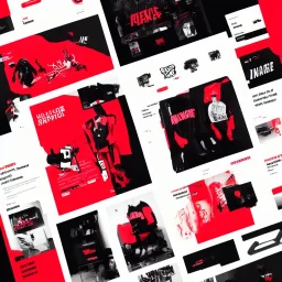 Homepage for a Streetwear Brand, UI, UX, Neon Red and Black, Futuristic, Simplistic