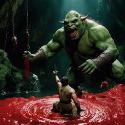 Ogre Lifting Lizard above a Rivers of Blood from Pan's Labyrinth (2006)