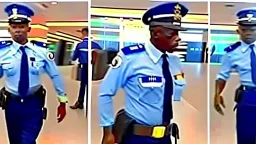 2 security officers force angry plainly dressed male to leave airport lounge