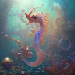 biomorphic seahorse morphed with electronic wiring and mixed with lighting, Nanopunk and Biopunk with cyberpunk look,golden hour,MTG,digital painting, wonderful ambient colors, art by Jarosław Jaśnikowski mixed with Sheila Martin mixed with Fletch mixed with Frank Sun mixed with Anna Dittmann mixed with Alena Aenami.