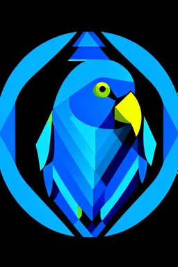 Combine three basic geometric shapes (e.g., circle, triangle, square) to create a unique painting hyacinth macaw logo. Play with symmetry and repetition.